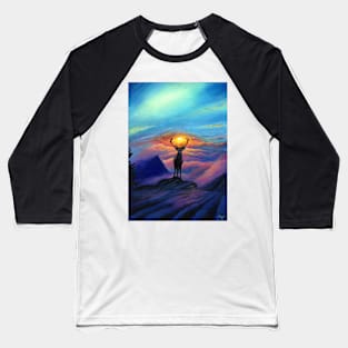 Deer at Dawn - Acrylic Painting of a Magical Sunrise Baseball T-Shirt